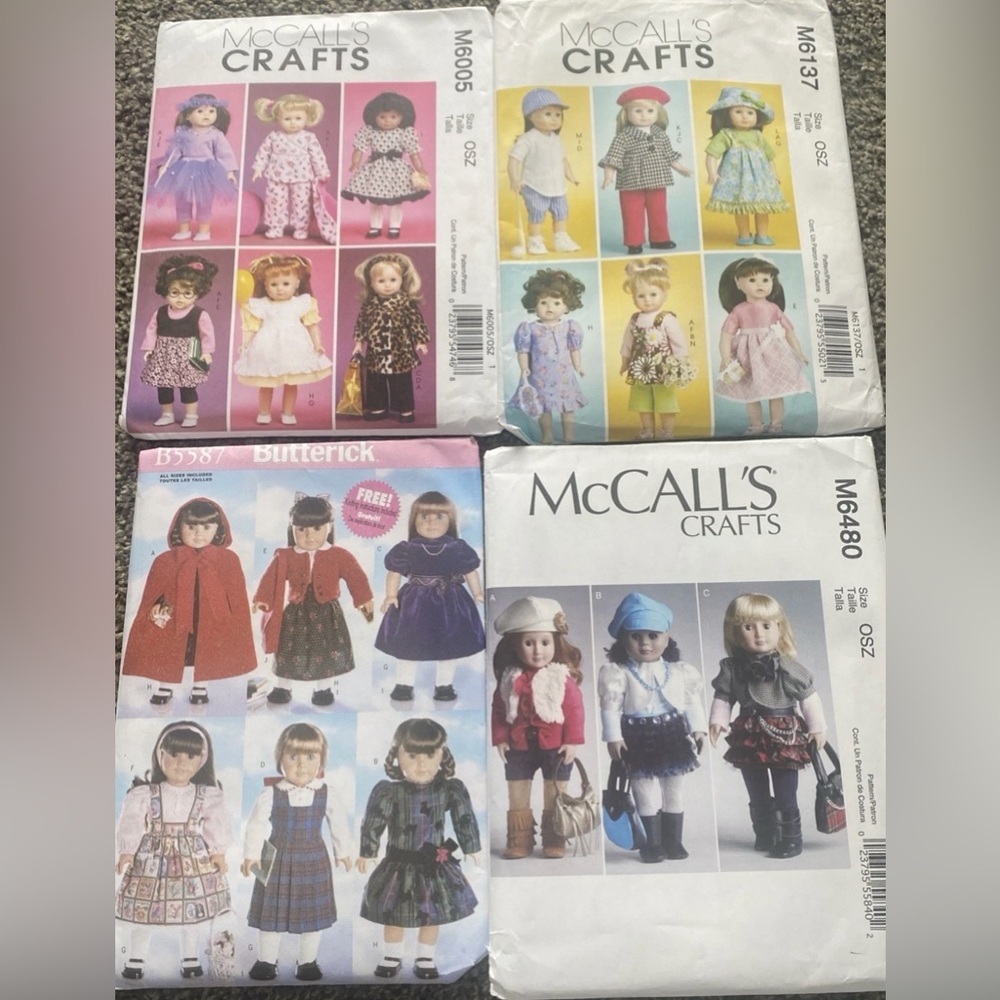 McCall’s / Butterick Girls Dolls Sewing Pattern Lot